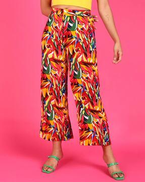 women printed relaxed fit palazzos