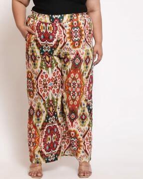 women printed relaxed fit palazzos