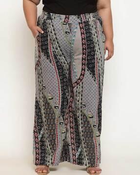 women printed relaxed fit palazzos