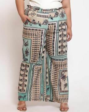 women printed relaxed fit palazzos