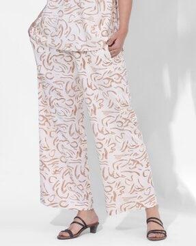 women printed relaxed fit pants with insert pockets