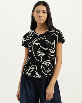 women printed relaxed fit round-neck t-shirt