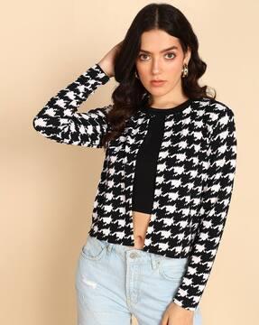 women printed relaxed fit shrug