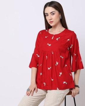 women printed relaxed fit top