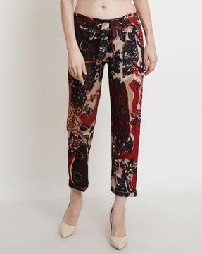 women printed relaxed fit trousers