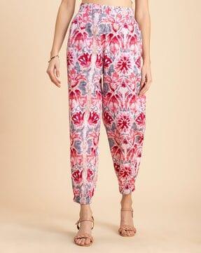 women printed relaxed fit trousers