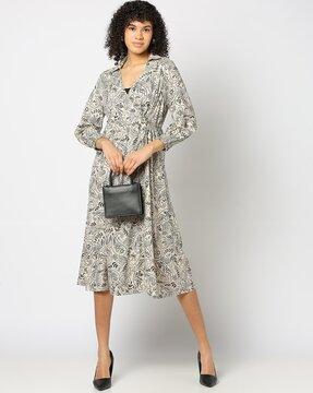 women printed relaxed fit wrap dress