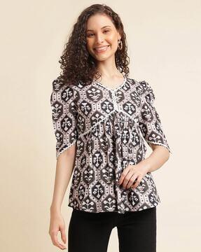 women printed relaxed ft top