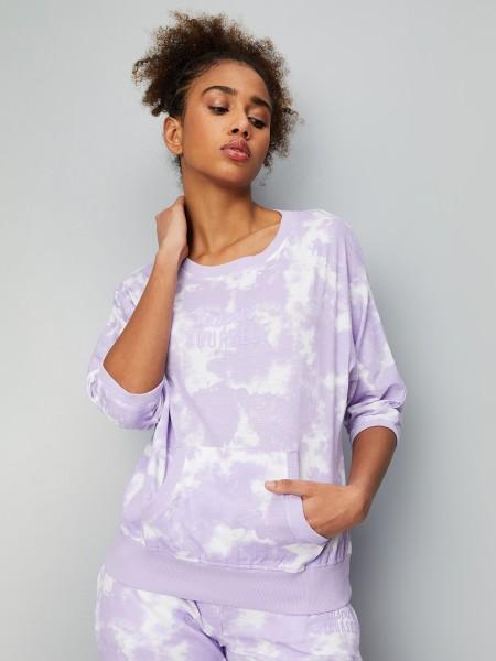 women printed round neck pure cotton purple t-shirt