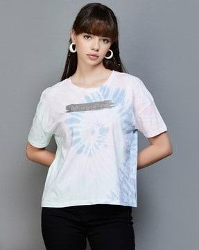 women printed round-neck regular fit t-shirt