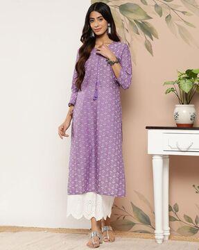 women printed round-neck straight kurta