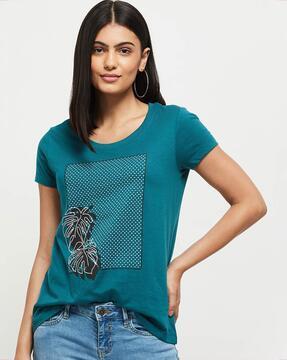 women printed round neck t-shirt