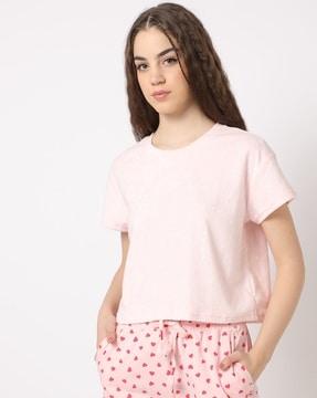 women printed round-neck top