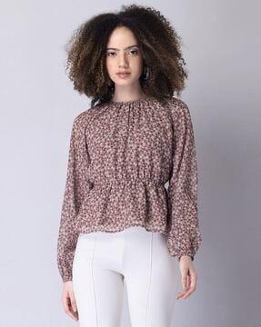 women printed round-neck top