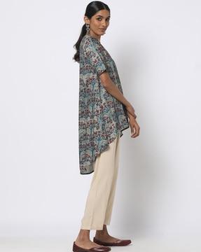 women printed round-neck tunic