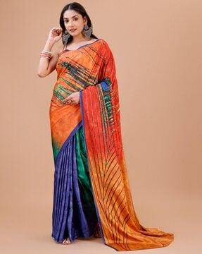 women printed saree with blouse piece