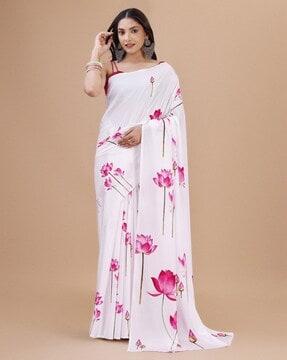 women printed saree with blouse piece