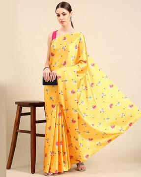 women printed saree with blouse piece