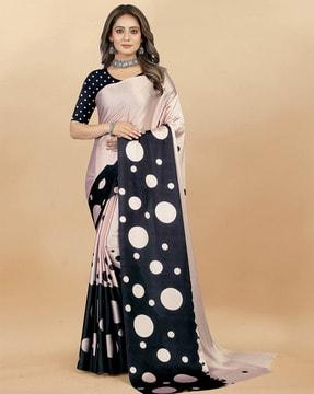 women printed saree with blouse piece