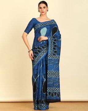 women printed saree with blouse piece