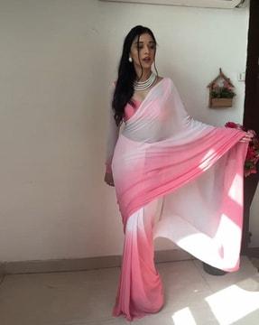 women printed saree with blouse piece