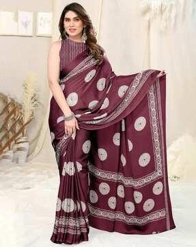 women printed saree with contrast border