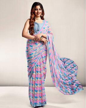 women printed saree with contrast border