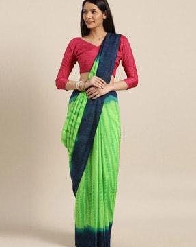 women printed saree with contrast border