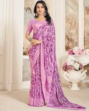 women printed saree with contrast border