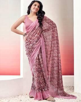 women printed saree with contrast border