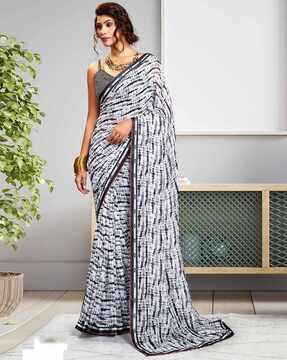 women printed saree with lace border