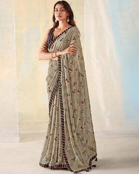women printed saree with lace border