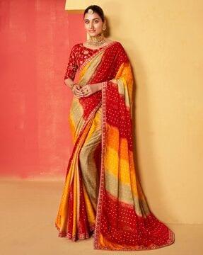 women printed saree with lace border