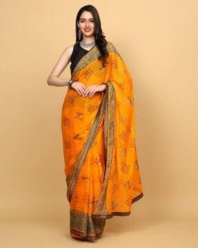 women printed saree with patch border
