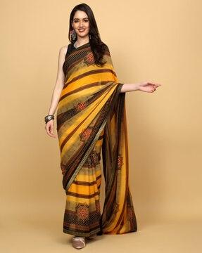 women printed saree with patch border