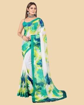 women printed saree with tassels border