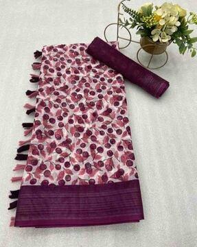 women printed saree with tassels