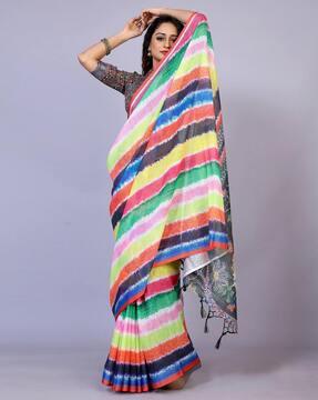 women printed saree with tassels