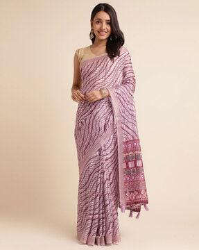 women printed saree with tassels