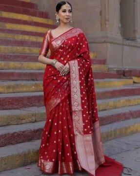 women printed saree with tassels