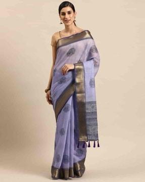 women printed saree with tassels