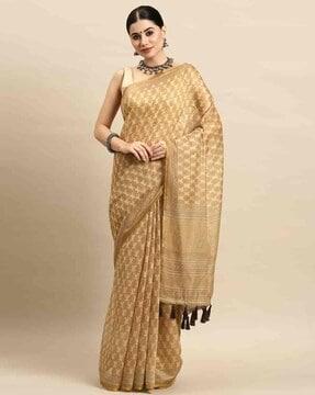 women printed saree with tassels