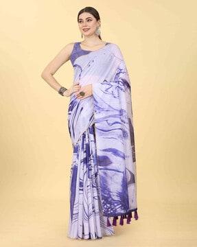 women printed saree with tassels