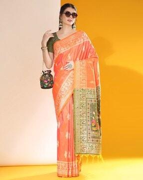 women printed saree with tassels