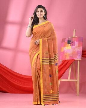 women printed saree with tassels