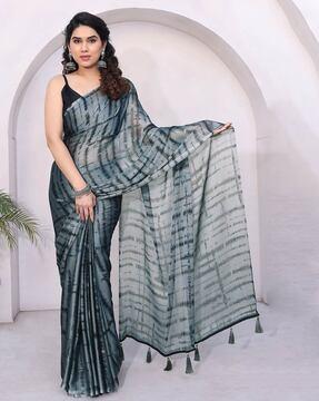 women printed saree with tassels