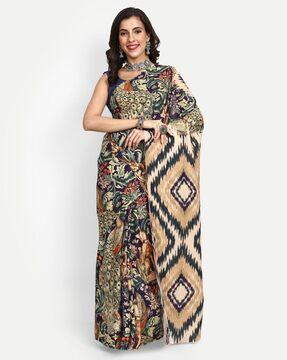 women printed saree with tassels