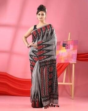 women printed saree with tassels