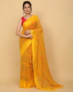 women printed saree with tassels