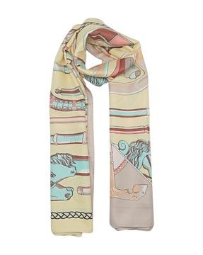 women printed scarf with rolled hem